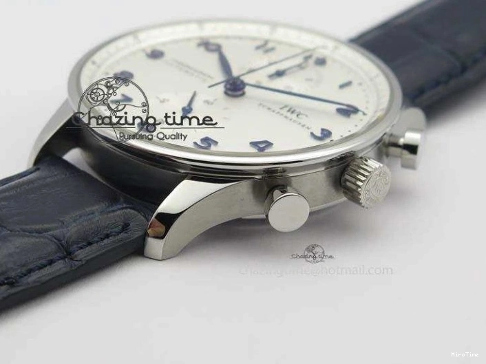 MIROTIME 0715 UrbanStyle Portuguese IW371446 ZF 1:1 Best Edition SS White Dial Blue Markers On Blue Leather Strap  A79350 V 7270